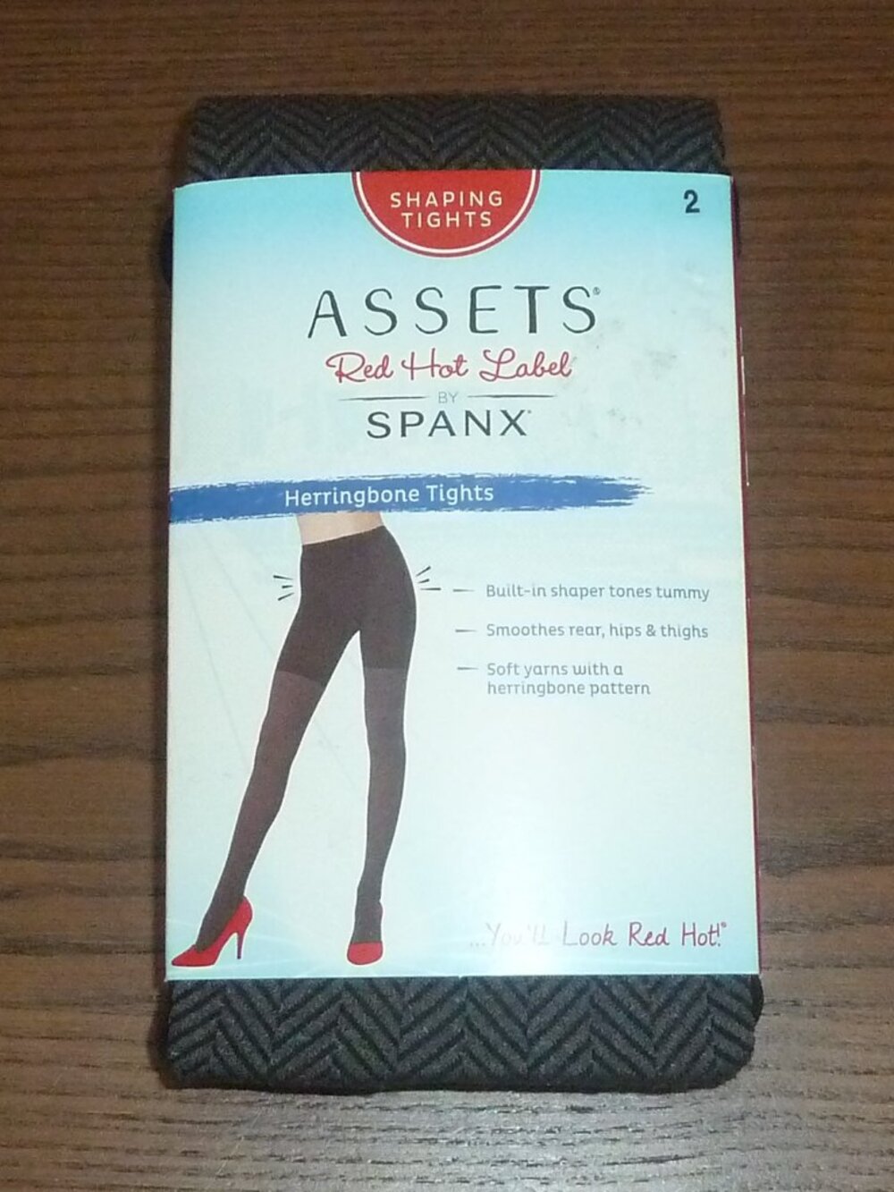 Assets Red Hot Label by Spanx Shaping Tights Herringbone Gray/Black Size 2